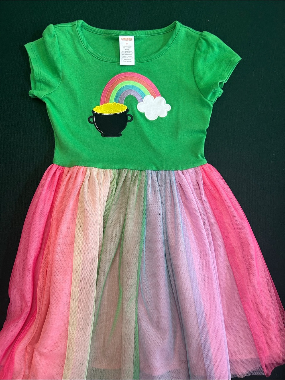 Gymboree Green Rainbow Appliqué Tulle Dress